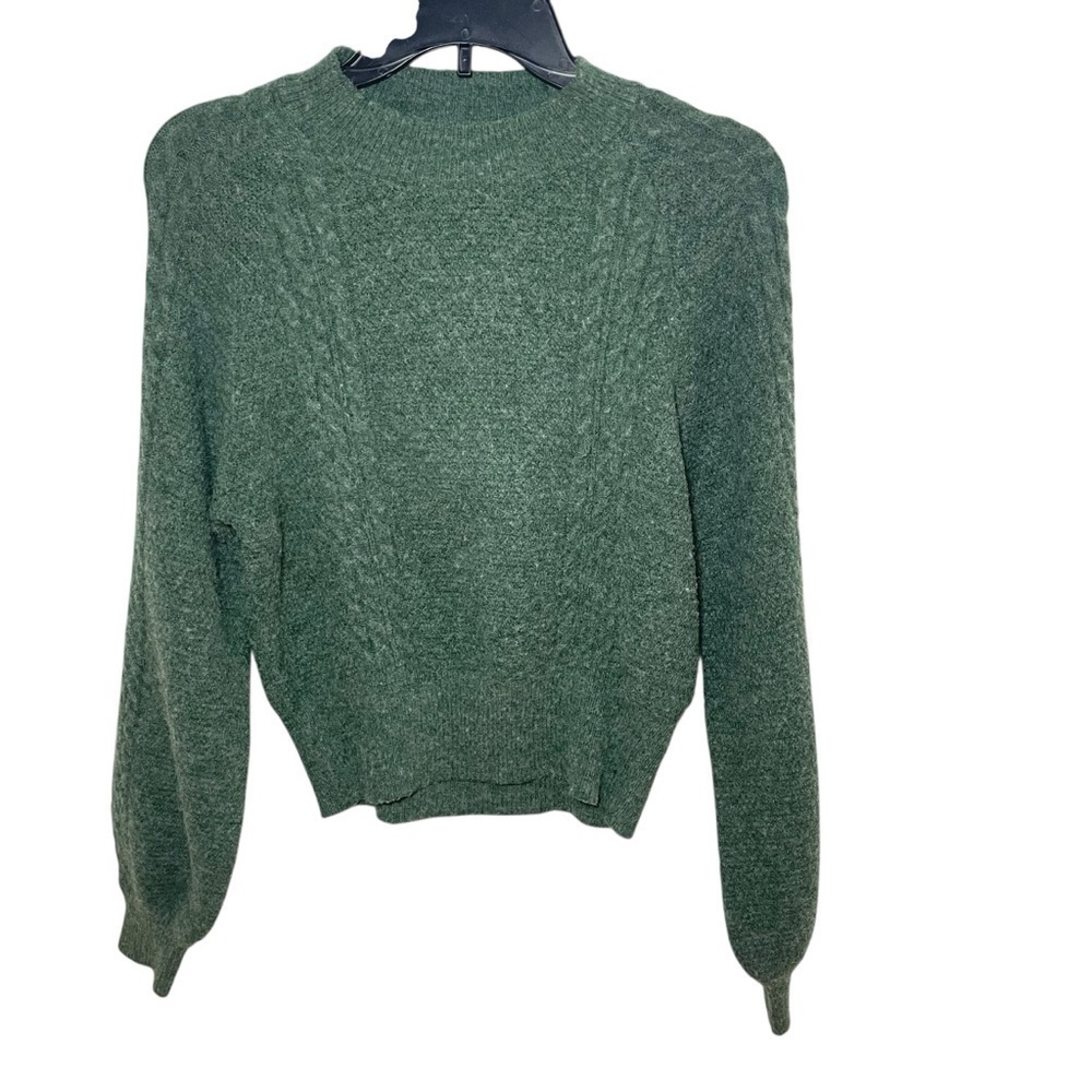 Green Cable Kids Knit Sweater Size Large Long Sleeve Textured Knit Cozy Pullover - Picture 2 of 9